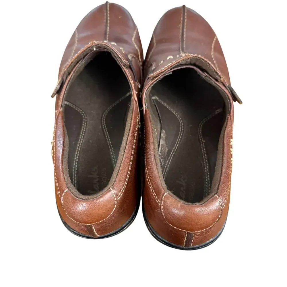 Clarks Bendables Brown Leather Comfort Shoes Slip On Loafers Casual Shoes sz 8 - Picture 10 of 16
